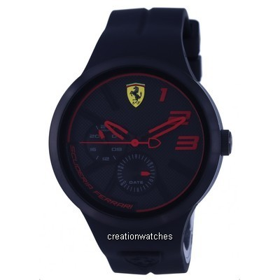 Relógio masculino Ferrari Scuderia analógico silicone mostrador preto quartzo F0830394.G