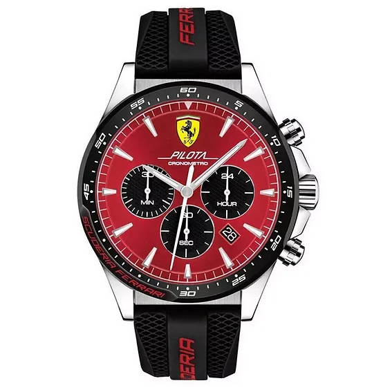 Scuderia Ferrari クロノグラフ 時計 レッド フェラーリスクーデリアピロタクロノグラフクォーツ0830595メンズウォッチ