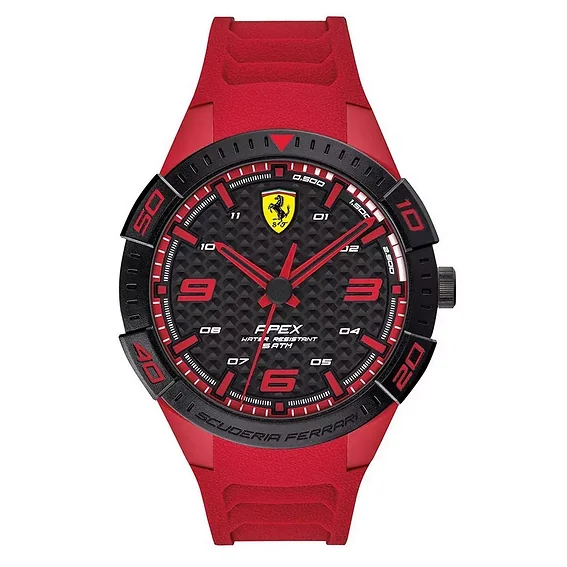 Ferrari Scuderia Apex Black Dial Silicon Band Quartz 0830664 Men's Watch