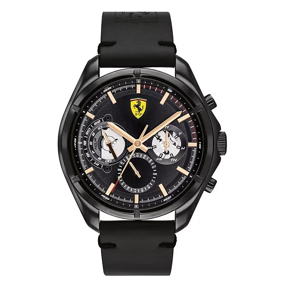 Ferrari Scuderia Speedracer Open Heart Leather Strap Quartz 0830752 Men's Watch