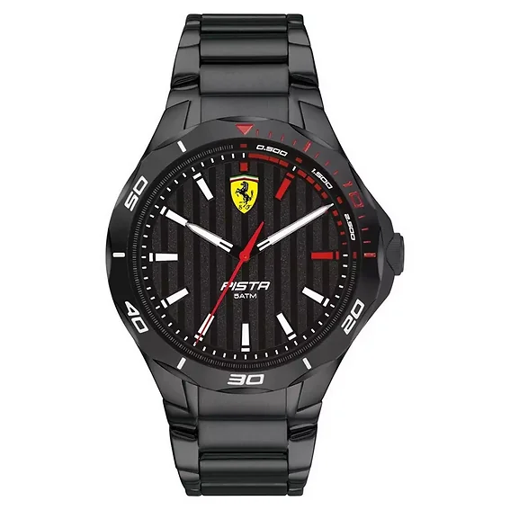 Ferrari Scuderia Pista Black Dial Stainless Steel Quartz 0830763 Men's Watch