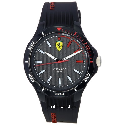 Scuderia Ferrari Pista Silicone Strap Black Dial Quartz 0830780 Men's Watch
