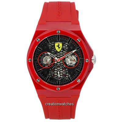 Scuderia Ferrari Aspire Red Rubber Strap Black dial ควอตซ์ 0830786 นาฬิกาข้อมือผู้ชาย
