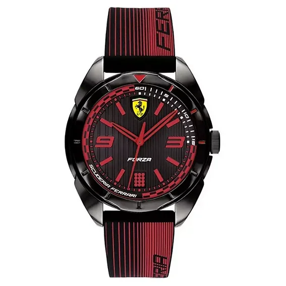 Ferrari Scuderia Forza Black Dial Silicon Band Quartz 0840034 Men's Watch