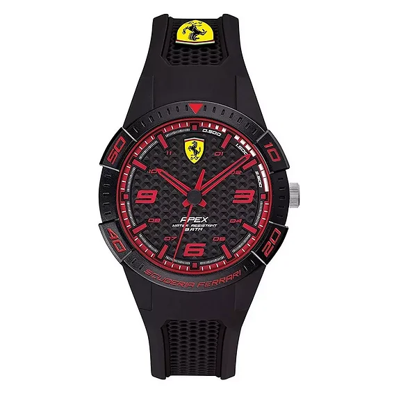 Ferrari Scuderia Apex Black Dial Silicon Band Quartz 0840036 Unisex Watch