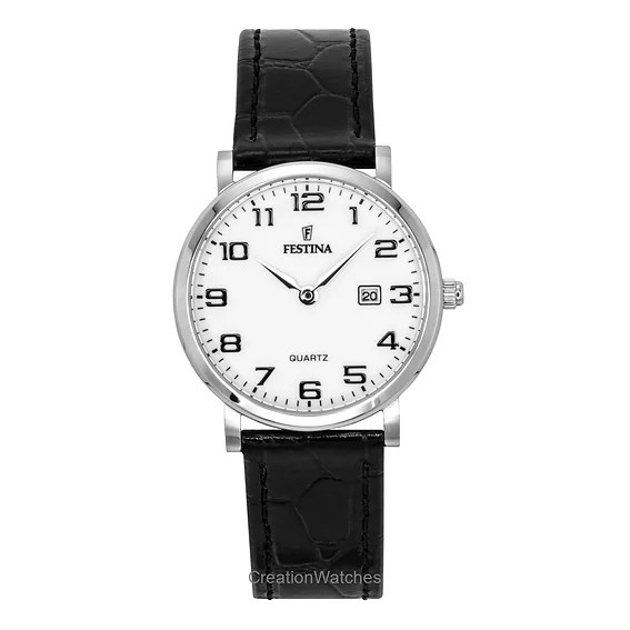 Festina Classic Leather Strap White Dial Quartz F16477-1 Women's Watch