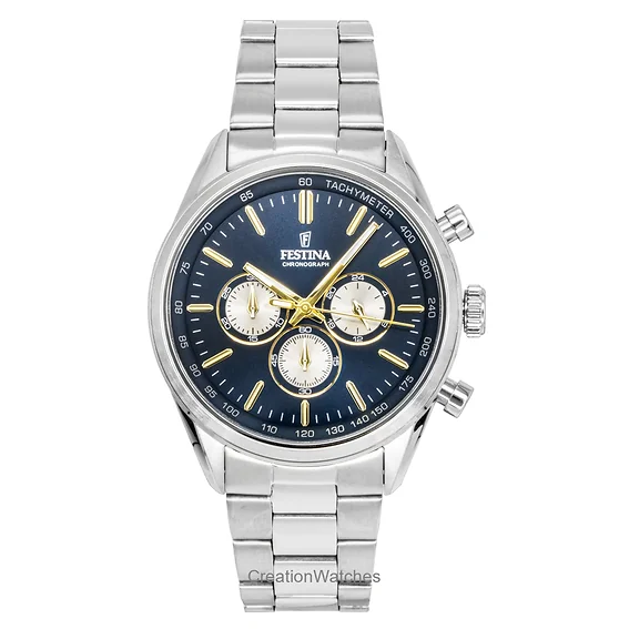 Festina Timeless Chronograph Stainless Steel Blue Dial Quartz F16820-C Men's Watch