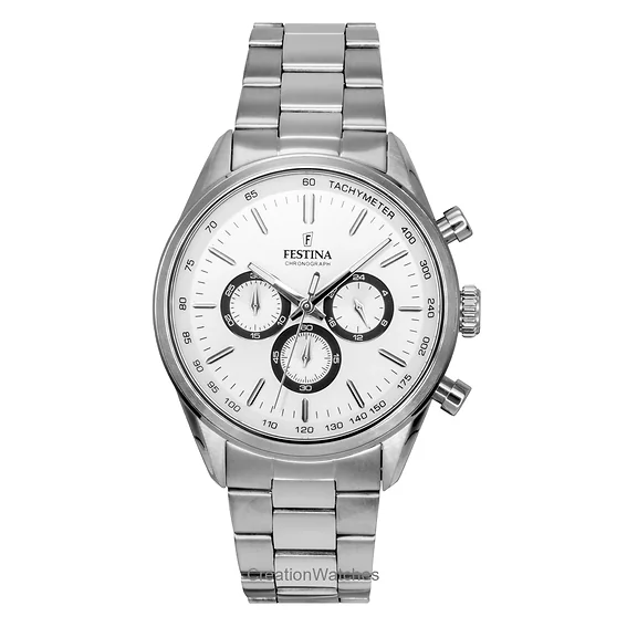 Festina Timeless Chronograph Stainless Steel White Dial Quartz F16820-Q Men's Watch