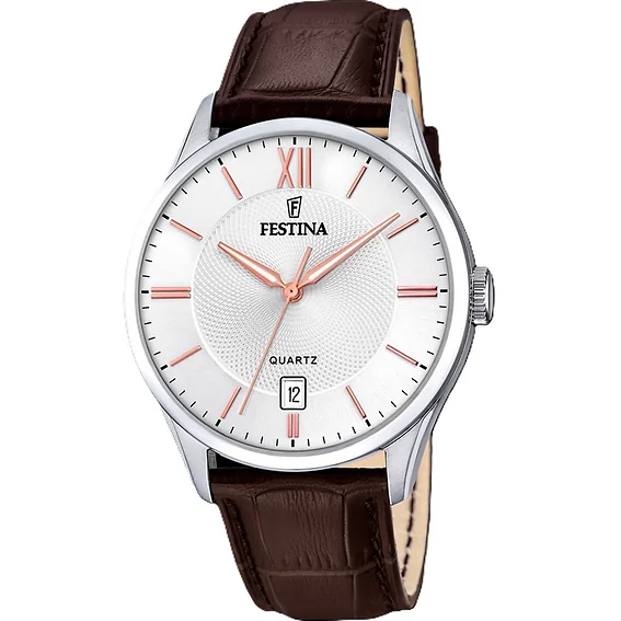 Festina Classics Leather Strap White Dial Quartz F20426-4 Men's Watch