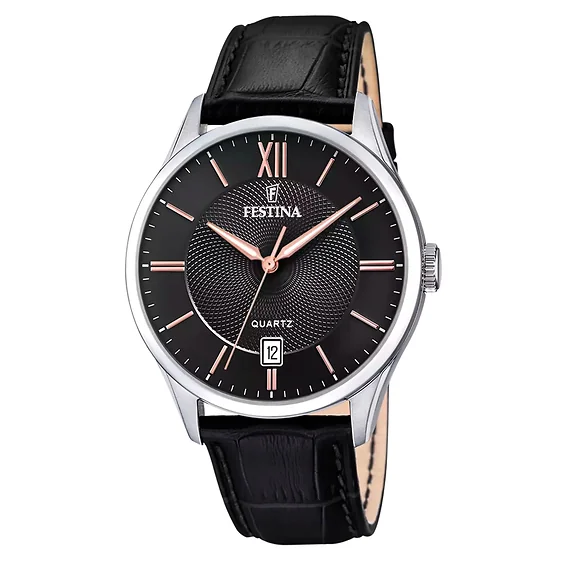 Festina Classics Leather Strap Black Dial Quartz F20426-6 Men's Watch