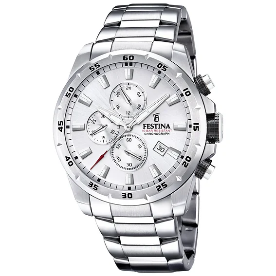 Festina Chrono Sport Stainless Steel Silver Dial Quartz F20463-1 100M Men's Watch