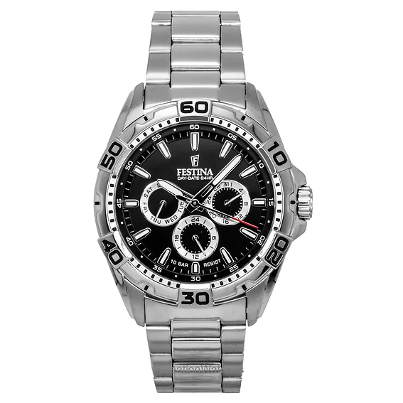 Festina Stainless Steel Multifunction Black Dial Quartz F20623-4 100M Men's Watch