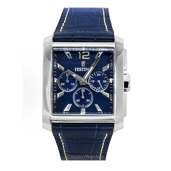 Festina Chronograph Leather Strap Blue Dial Quartz F20636-2 Men's Watch