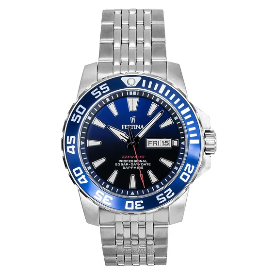 Festina Stainless Steel Blue Dial Quartz Diver's F20661-1 200M Men's Watch