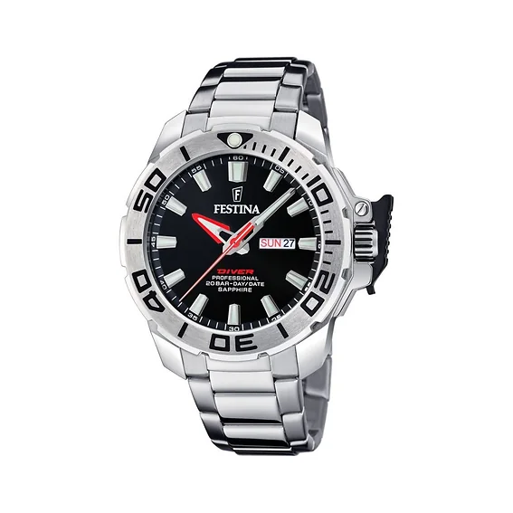 Festina Diver Stainless Steel Black Dial Quartz F20665-4 200M Men's Watch