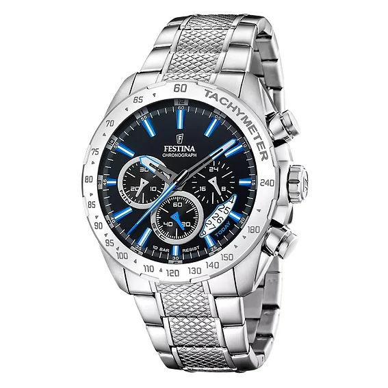 Festina Timeless Chronograph Stainless Steel Black Dial Quartz F20668-6 100M Men's Watch