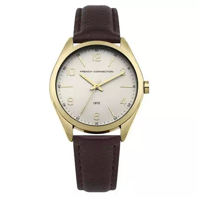 Relógio feminino FCUK cinza mostrador com pulseira de couro quartzo FC1304TG