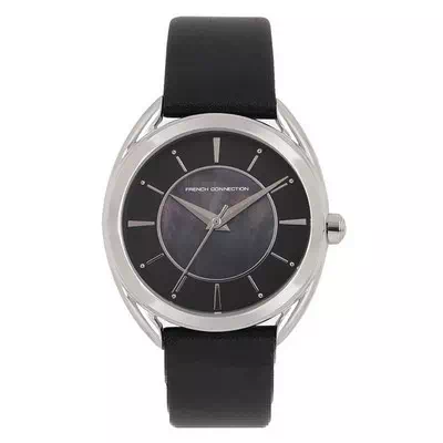 Relógio feminino FCUK com pulseira de couro mostrador preto Quartz FCS1000BB