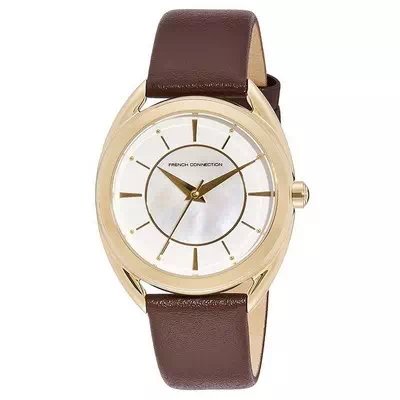 Relógio feminino FCUK com pulseira de couro com mostrador branco Quartz FCS1000T