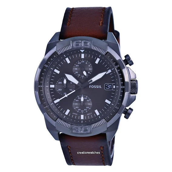 Fossil Bronson Chronograph Leather Grey Dial Quartz FS5855 Men's Watch