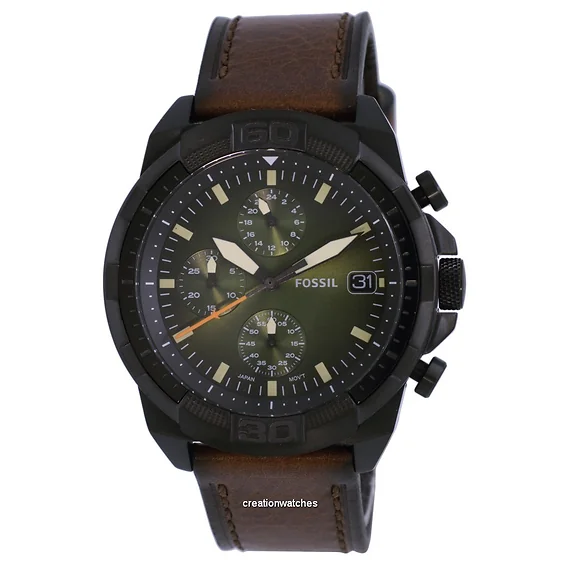 Fossil Bronson Chronograph Leather Green Dial Quartz FS5856 Men's Watch