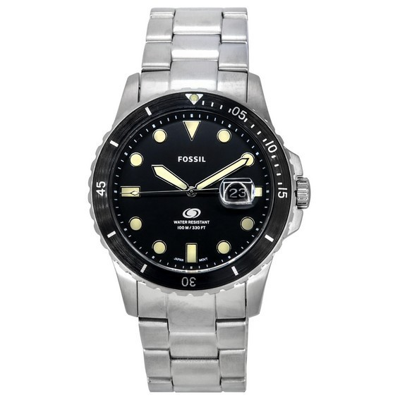 Fossil Blue Dive Style Stainless Steel Black Dial Quartz FS5952 100M นาฬิกาผู้ชาย