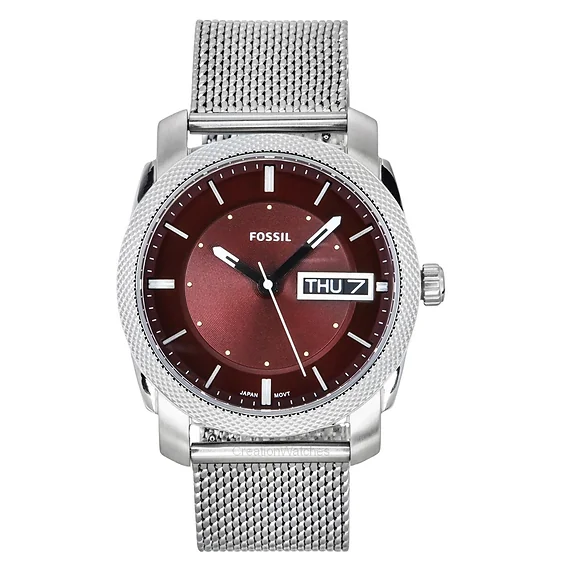 Fossil Machine Stainless Steel Burgundy Dial Quartz FS6014 Men's Watch