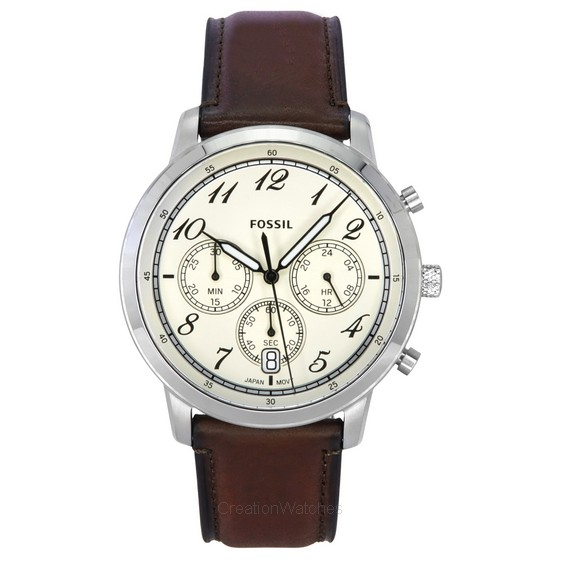 Fossil Neutra Chronograph Leather Strap Cream Dial Quartz FS6022 Men's Watch