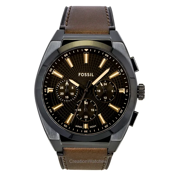 Fossil Everett Chronograph Leather Strap Brown Dial Quartz FS6108 Men's Watch