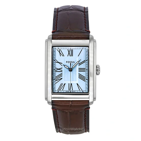 Fossil Carraway Leather Strap Blue Sunray Dial Quartz FS6110 Men's Watch
