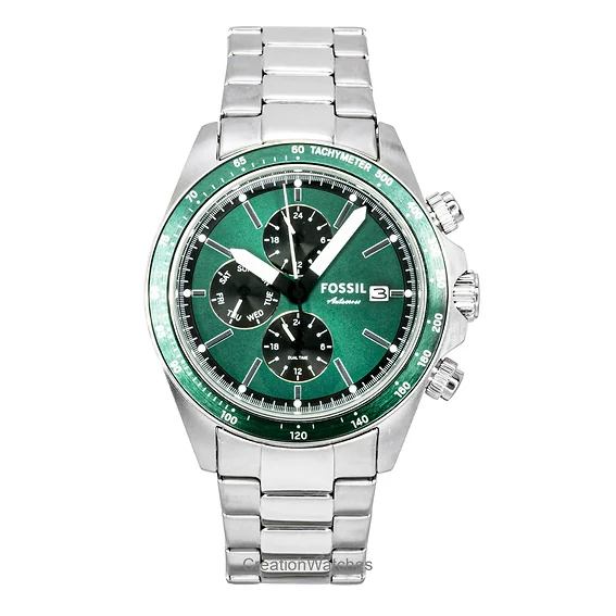 Fossil Autocross Multifunction Stainless Steel Green Dial Quartz FS6127 Men's Watch