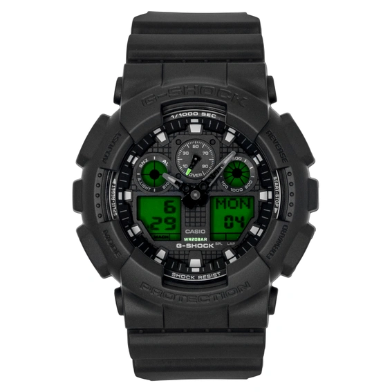 Casio G-Shock Analog Digital Black Dial Resin Quartz GA-100BEG-1A 200M Men's Watch