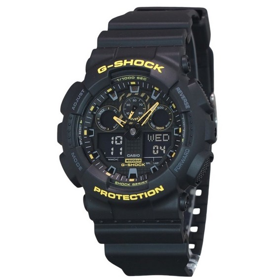 Casio G-Shock Caution Yellow Analog Digital Resin Strap Black Dial Quartz GA-100CY-1A 200M Men's Watch