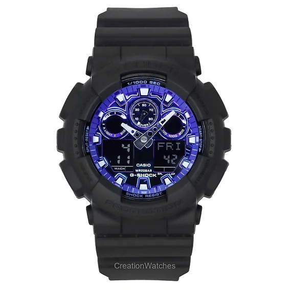 Casio G-Shock Analog Digital Resin Strap Blue Dial Quartz GA-100FL-1A 200M Men's Watch