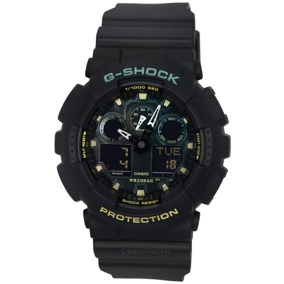 卡西欧 G-Shock 模拟数字树脂表带多色表盘石英 GA-100RC-1A 200M 男士手表