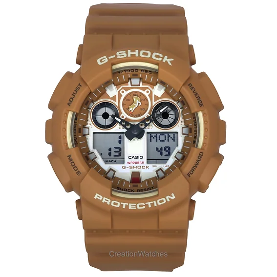 Casio G-Shock Analog Digital The Shiba Inu Resin Strap Brown Dial Quartz GA-100SHB-5A 200M Men's Watch