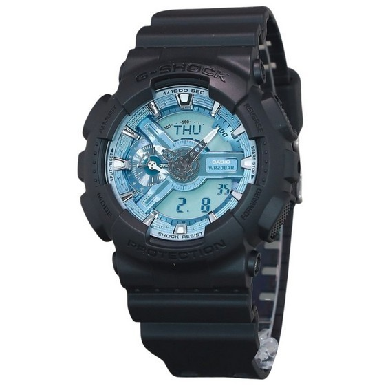 Orologio da uomo Casio G-Shock analogico digitale con cinturino in resina quadrante blu oceano al quarzo GA-110CD-1A2 200M