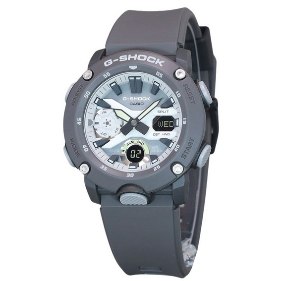 卡西歐 G-Shock 隱藏發光系列類比數位樹脂錶帶灰色錶盤石英 GA-2000HD-8A 200M 男士手錶