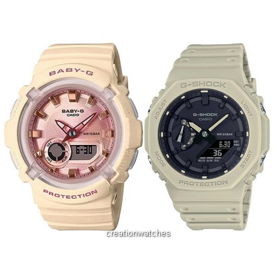 Conjunto de relógios de casal de quartzo digital analógico Casio - GA-2100-5A.BGA-280-4A2