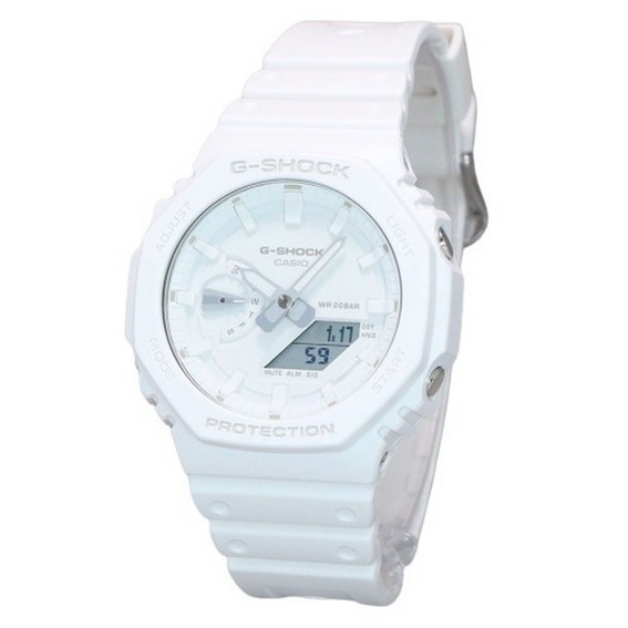 卡西欧 G-Shock 同色系模拟数字树脂表带白色表盘石英 GA-2100-7A7 男式手表