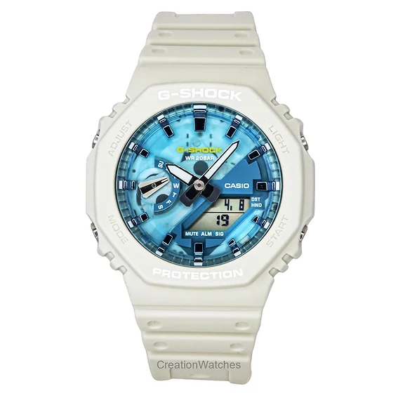 Casio G-Shock Analog Digital Bio-Based Resin Strap Blue Dial Quartz GA-2100AS-5A 200M Men's Watch