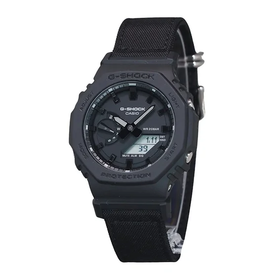 Casio G-Shock Analog Digital Eco Cloth Strap Black Dial Quartz GA-2100BCE-1A 200M Men's Watch