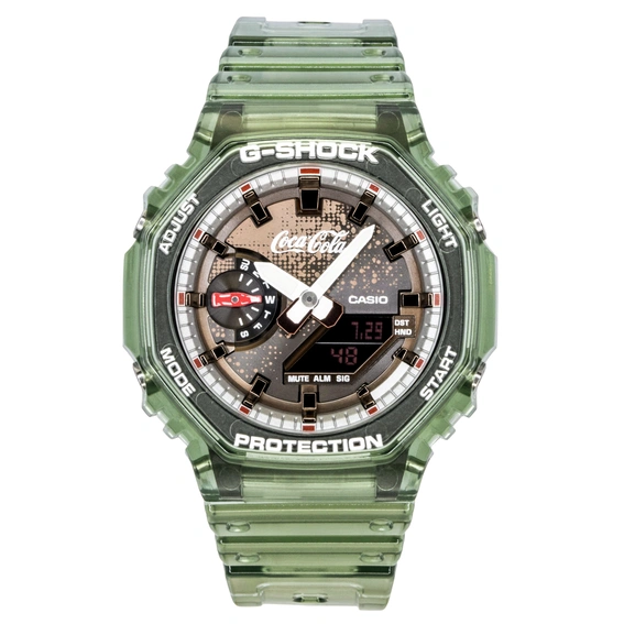 Casio G-Shock Coca Cola Collaboration Analog Digital Bio-Based Resin Strap Brown Dial Quartz GA-2100CC-3A 200M Men's Watch