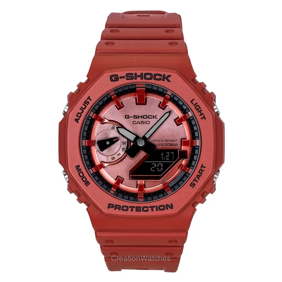 Casio G-Shock Analog Digital Red Bio-Based Resin Strap Quartz GA-2100RRB-4A 200M Men's Watch