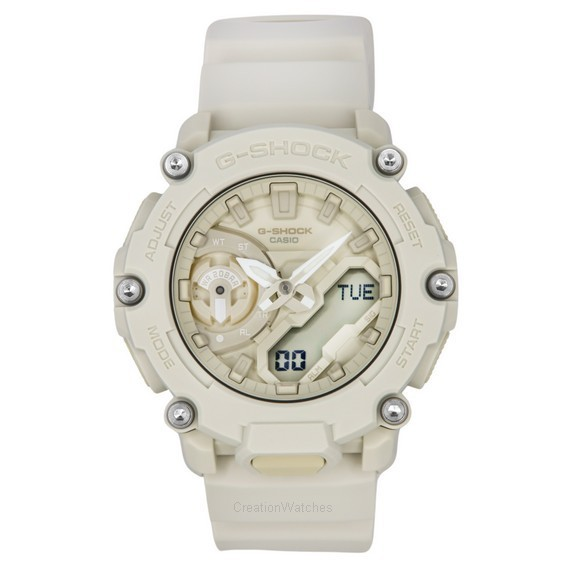 卡西歐 G-Shock 自然色系列類比數位樹脂錶帶米色錶盤石英 GA-2200NC-7A 200M 男士手錶