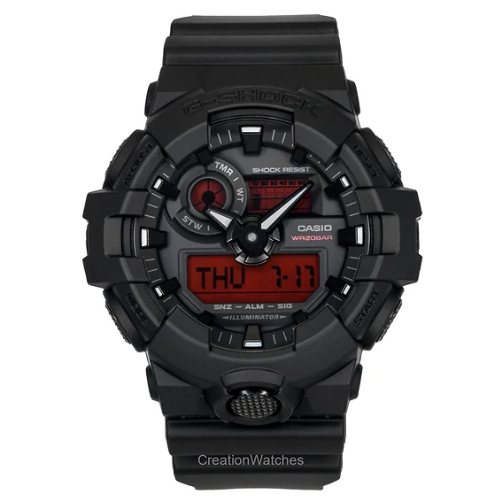 Casio G-Shock Analog Digital Resin Strap Black Dial Quartz GA-700BBR-1A 200M Men's Watch