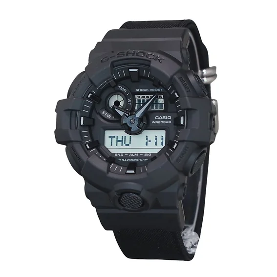 Casio G-Shock Analog Digital Eco Cloth Strap Black Dial Quartz GA-700BCE-1A 200M Men's Watch