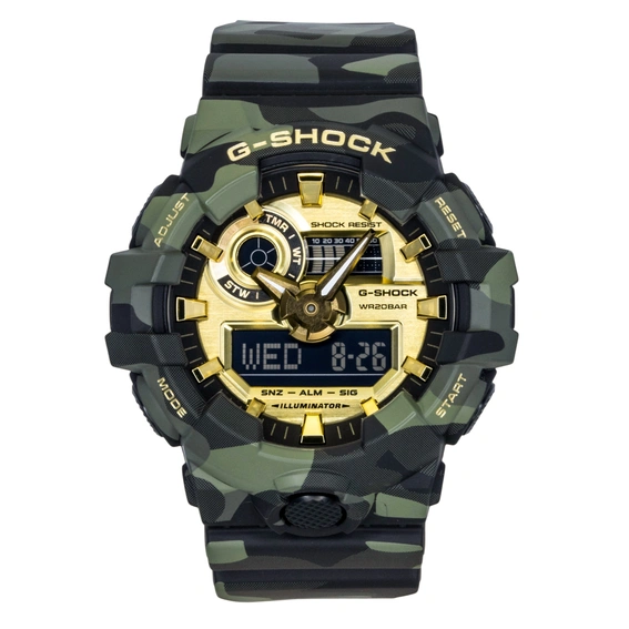 Casio G-Shock Analog Digital Resin Strap Gold Dial Quartz GA-700CMG-3A 200M Men's Watch