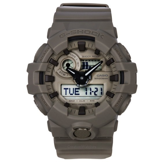 Relógio masculino Casio G-Shock Natural Color Series analógico digital com pulseira de resina mostrador cinza quartzo GA-700NC-5