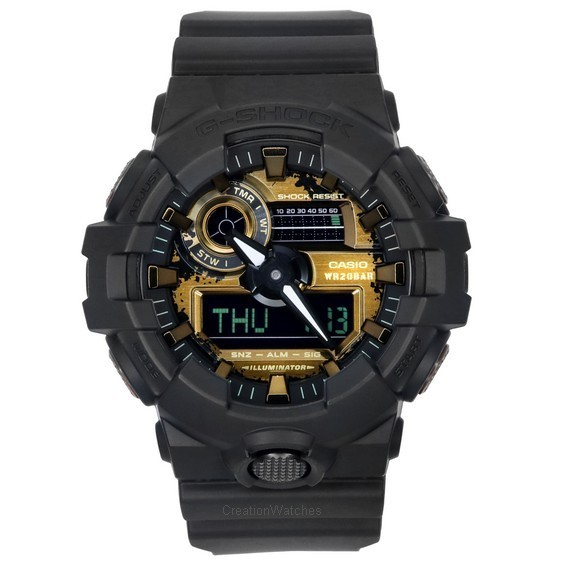 카시오 G-Shock 아날로그 디지털 러스트 시리즈 수지 스트랩 쿼츠 GA-700RC-1A 200M 남성용 시계
